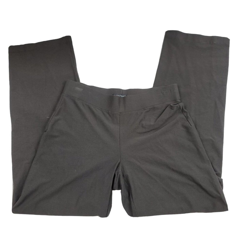 Eileen Fisher Womens XS Pants High Rise Brown Pull On Straight Leg Stretch‎ Cozy